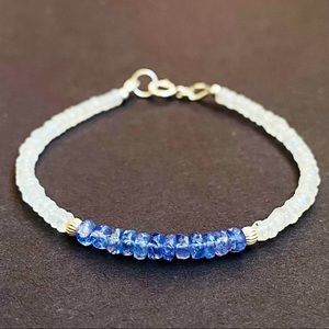 Tanzanite & Moonstone Bracelet Gemstone Beaded Handmade Jewelry